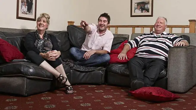 George Gilbey, his mum Linda and step dad Pete McGarry on Gogglebox