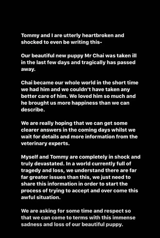 Molly-Mae and Tommy Fury issued a statement following Mr Chai's death