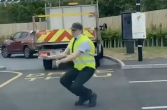 Gavyn Brewster dances at McDonalds in Swansea