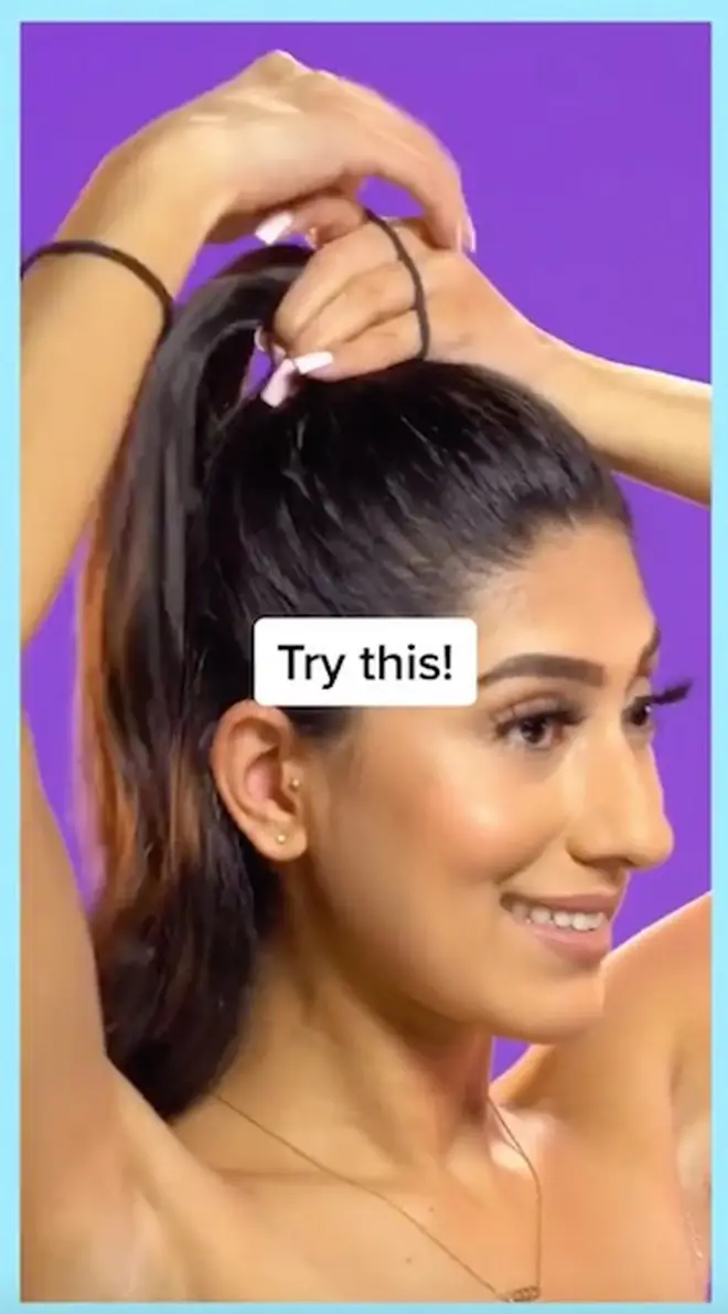 Tie one ponytail right at the top of the head
