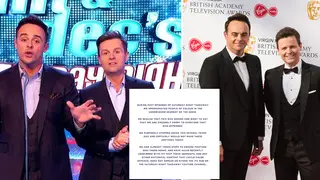 Ant and Dec have released a statement to Twitter