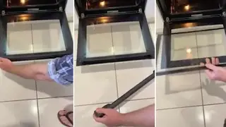 Oven door cleaning with hack