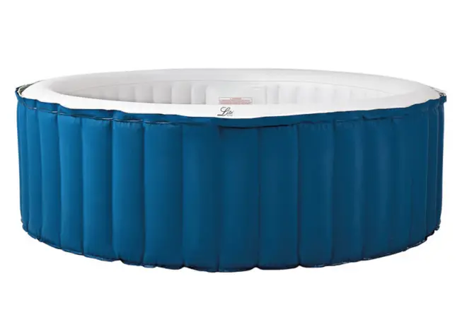 The Mspa Inflatable 4-Person Whirlpool Hot Tub features 118 dynamic air jets, 1,500W heating power, and can reach up to 42 degrees