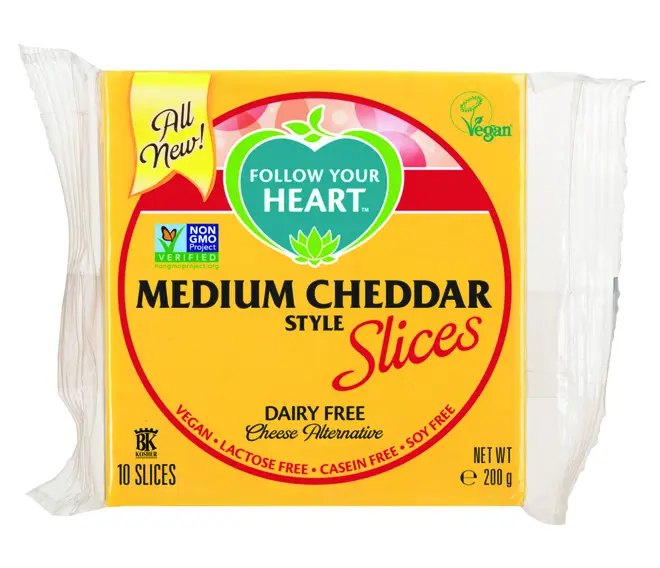 Cheddar cheese slices from Follow Your Heart