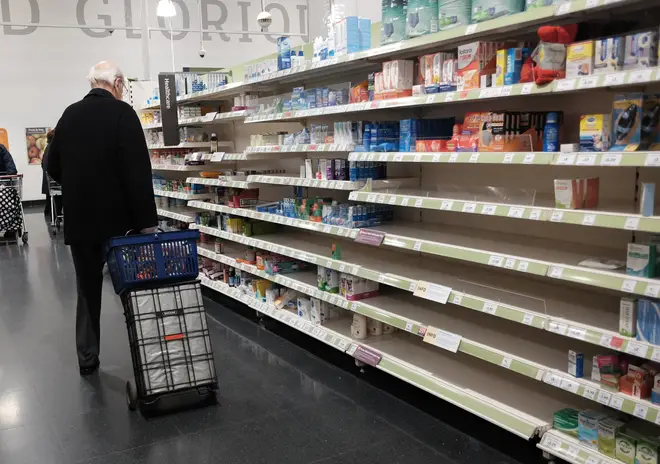Supermarket shelves were emptied back in March