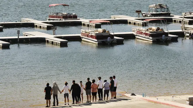 The cast of Glee gathered at the lake where Naya Rivera died