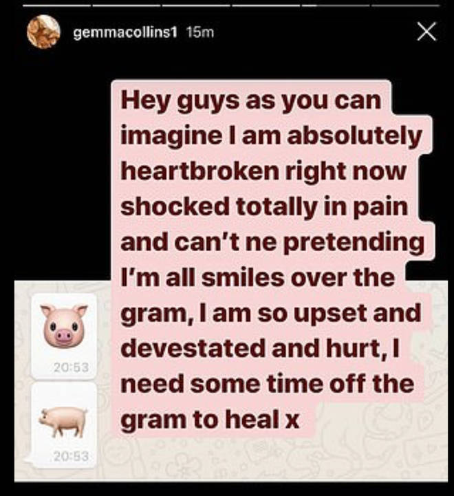 Gemma is heartbroken and is taking time off social media