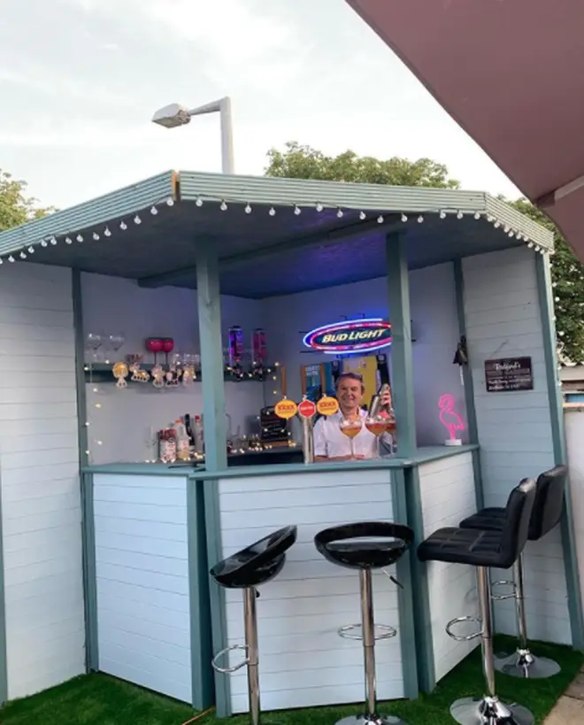 The Radfords have a bar outside in the garden