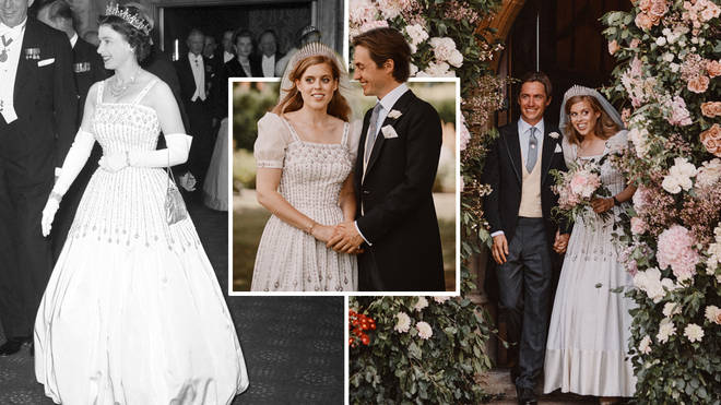Princess Beatrice wore one of the Queen's old gowns for her wedding