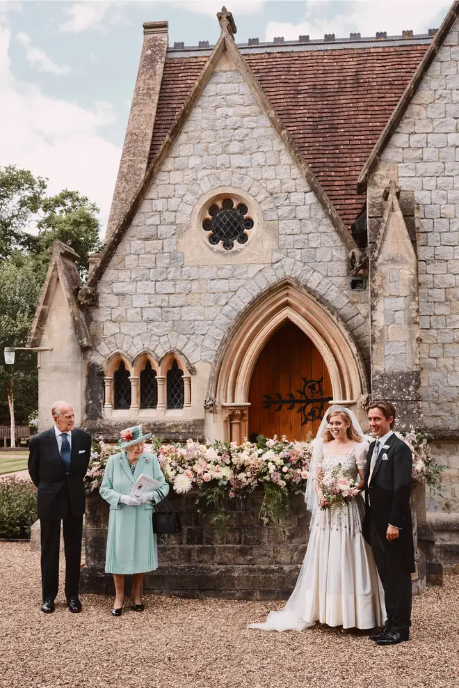 The Queen and Prince Philip were the only royals who made an appearance in Prince Beatrice's official wedding pictures