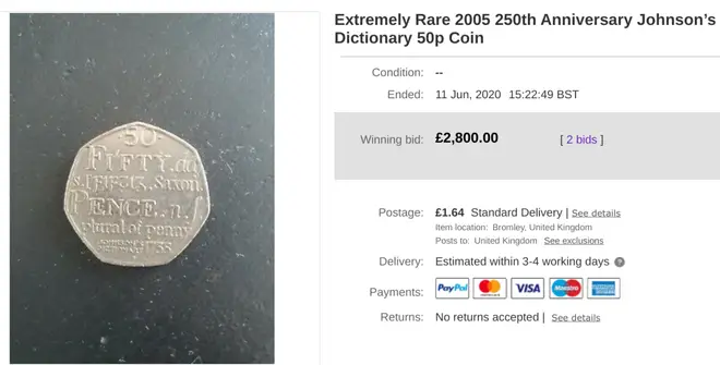 The listing showed how much it was sold for