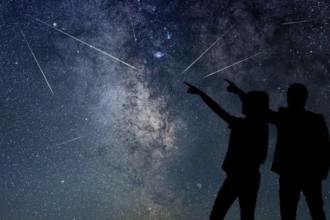 The Perseid meteor shower occurs once a year when the Earth passes through the dust and debris of the Comet Swift-Tuttle
