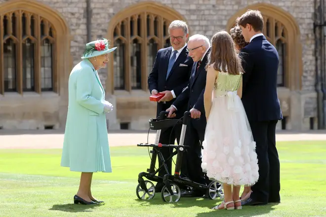 Tom Moore was knighted by the Queen