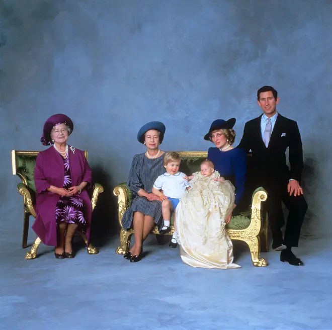 A family portrait taken after Prince Harry's christening.