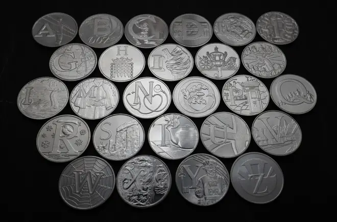 The alphabet 10p coins