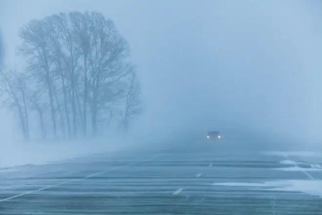 Frosty roads and fog