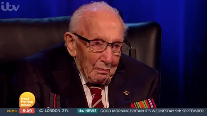 Captain Sir Tom Moore got emotional as he spoke about his family