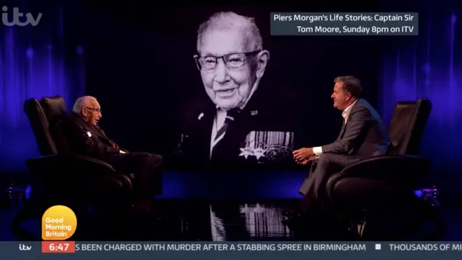 Captain Tom Moore and Piers Morgan spoke about the passing of Vera Lynn