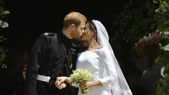 Meghan Markle and Prince Harry, now the Duke and Duchess of Sussex, on their wedding day
