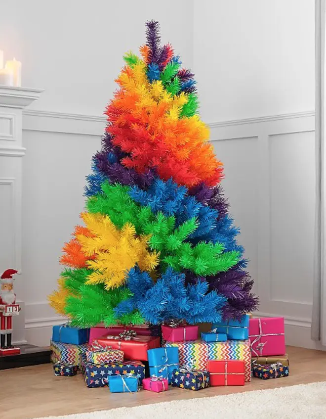 The rainbow Christmas Tree is from Asda and will set you back £50