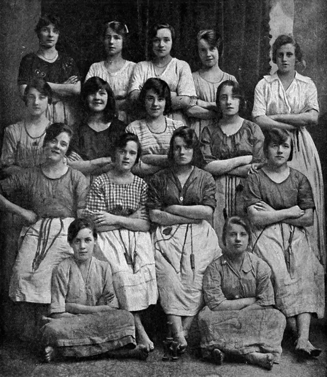 The picture was taken in 1900 at a linen mill in Northern Ireland