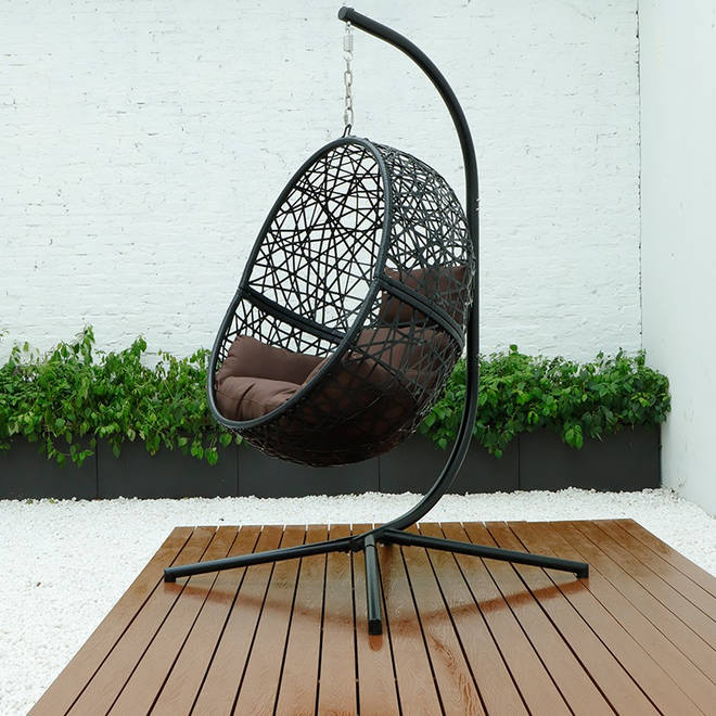 The stylish egg chair is weatherproof, meaning it will be ready to use once it gets even a tiny bit warmer