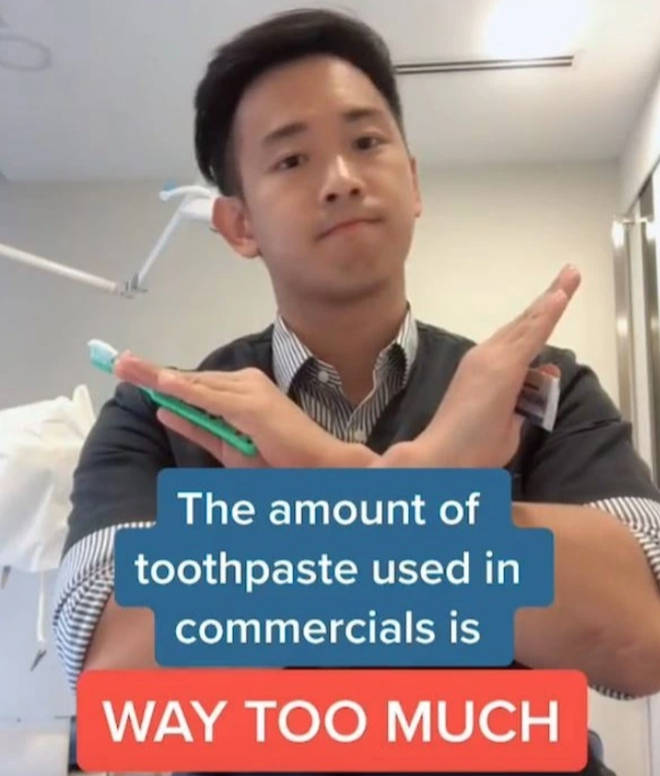 Dr Gao revealed that the toothpaste amounts used in adverts is generally too much