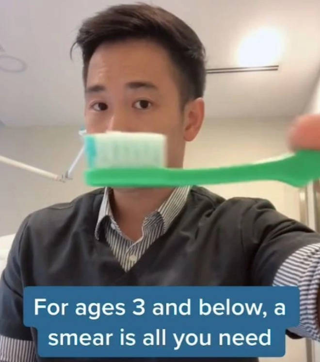 He revealed that children only need a smear of toothpaste