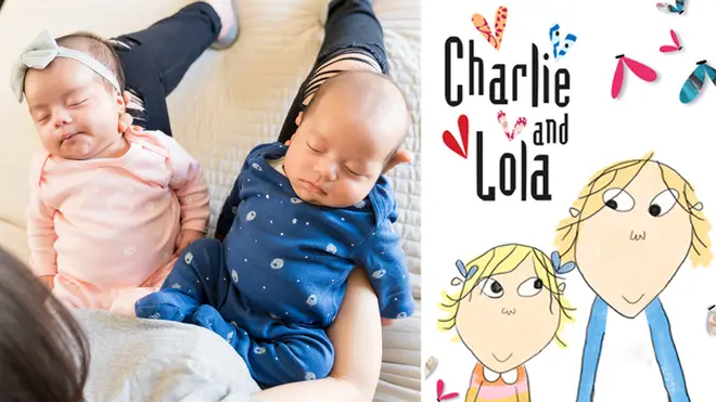 The mum has been getting odd reactions when she tells people her twins are called Charlie and Lola