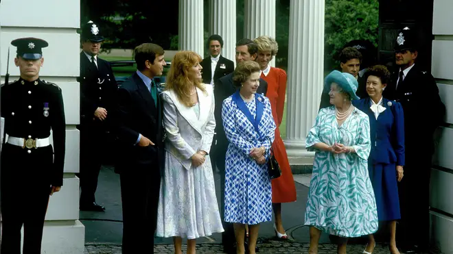 Sarah Ferguson stands next to the Queen in this vintage photo taken before she divorced her son