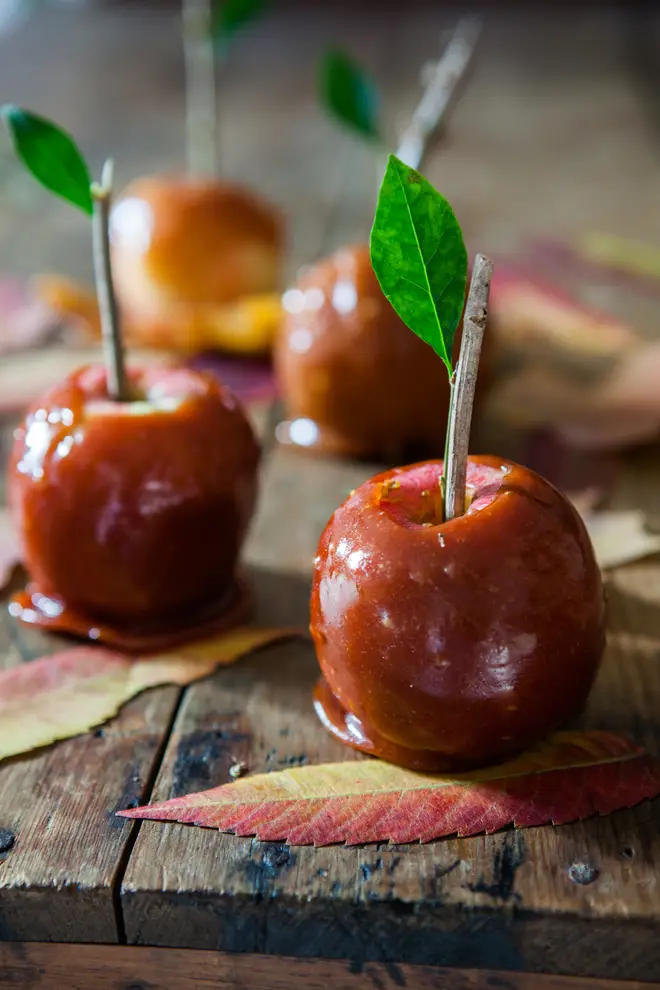 These toffee apples are a traditional autumn treat