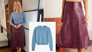 Holly Willoughby is wearing a leather skirt on This Morning