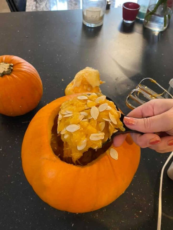 The hack makes it easy to remove the insides of the pumpkin