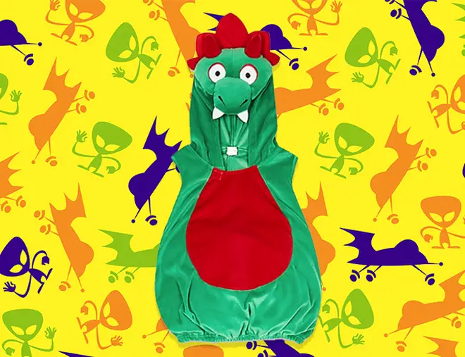 This Dinosaur costume is more cuddly than fearsome!