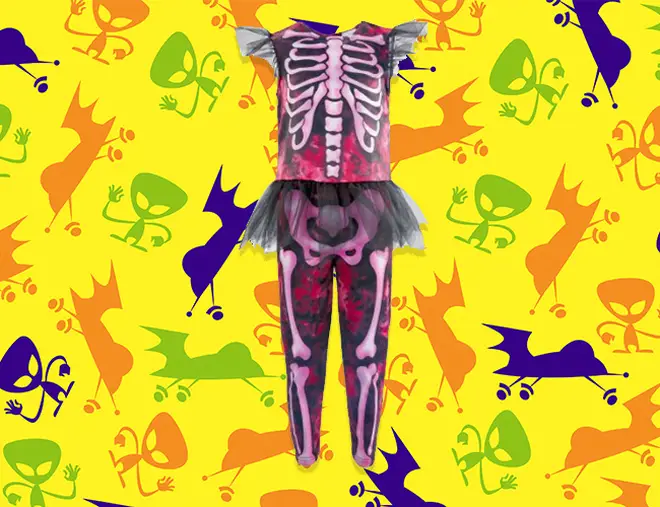 This skeleton outfit is pretty and pink