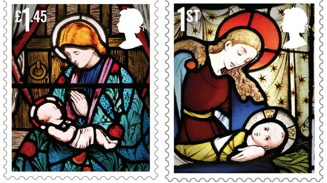 The stained-glass images come from churches across the UK