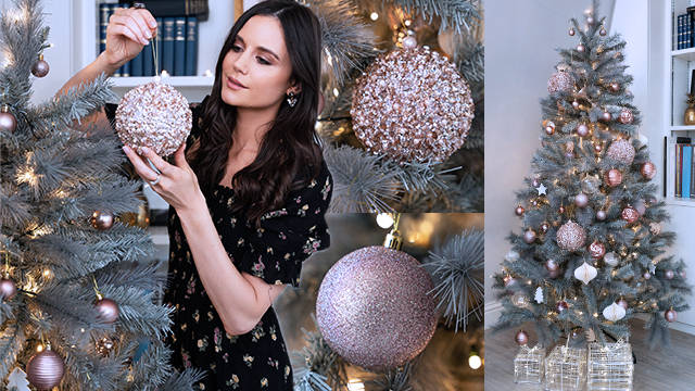 How to embrace Christmas 2020&#39;s coolest trend, a grey tree and dusky pink baubles - Heart