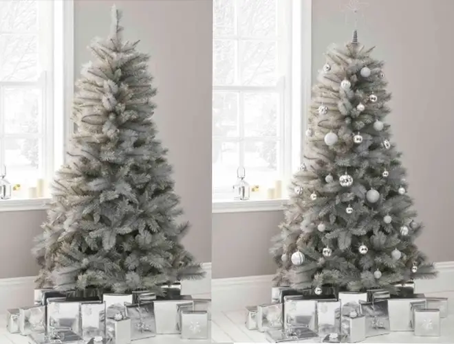 The winter grey coloured Christmas Tree, available from wilko