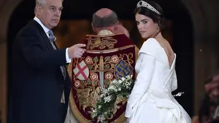 Princess Eugenie's scars were visible as she walked down the aisle