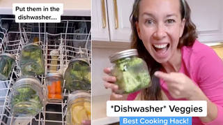 One woman from the US uses her dishwasher to cook the Christmas vegetables