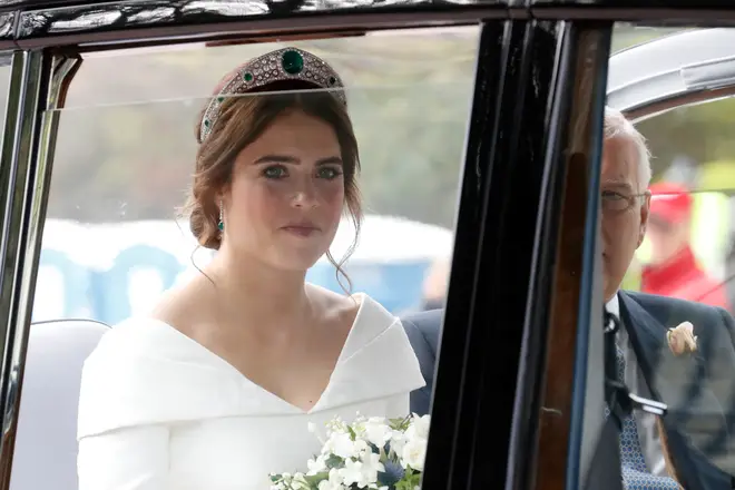 Princess Eugenie arrives at the church on her wedding day