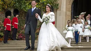 Princess Eugenie and Jack Brooksbank leave the church after their wedding ceremony