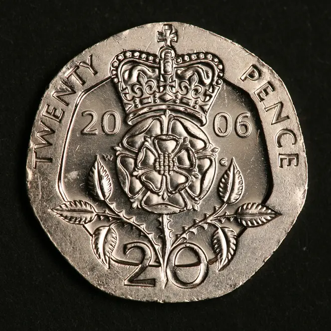 A 20p coin with the date where it should be