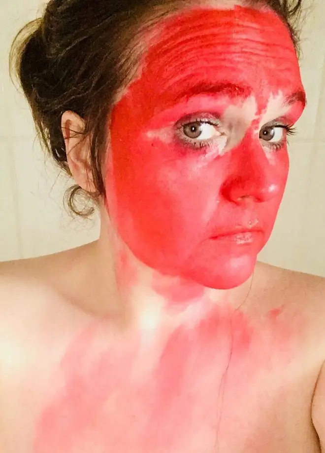 Leanne Short was left with a bright red face after her daughter painted her with lipstick
