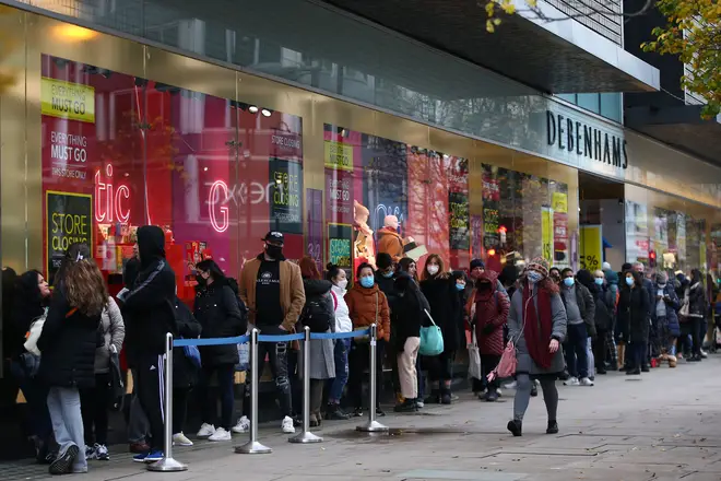 People were seen queuing to get into certain shops over the weekend
