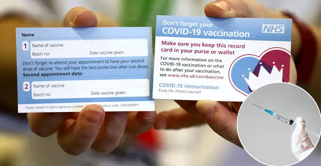 The first photo of the Covid ID card has been released (right: stock image)