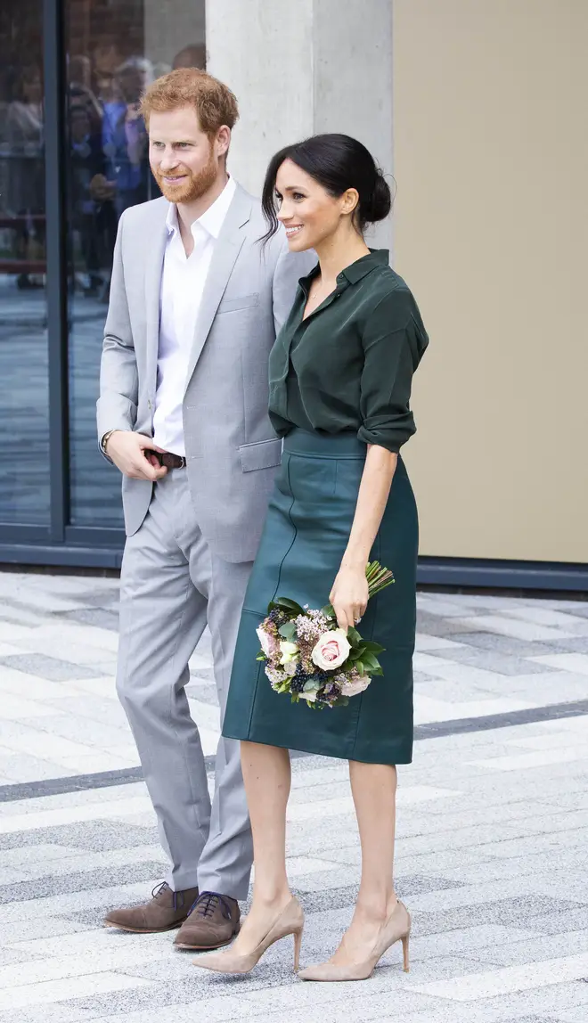 Meghan Markle wowed Chichester in a green leather skirt