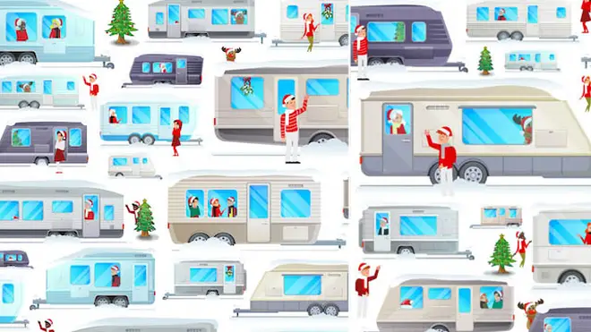 Spot Santa in this snowy caravan scene
