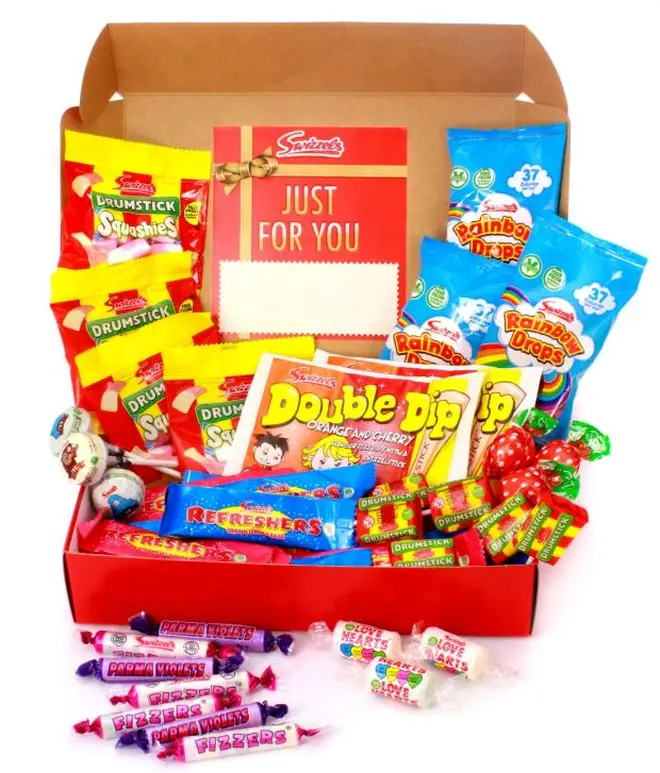 Send a personalised hamper of classic sweets if you really want to impress