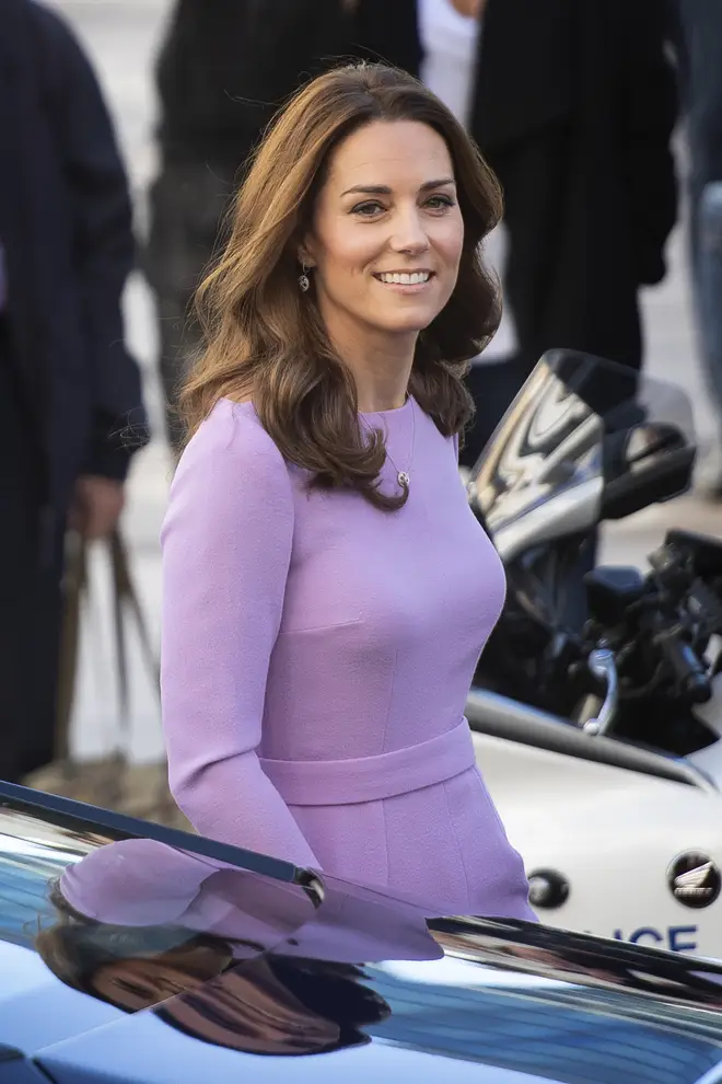 Kate Middleton in a lilac dress on royal duty